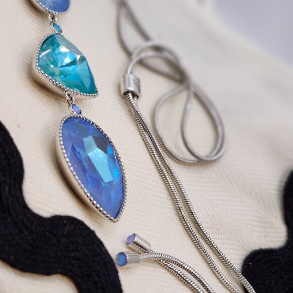 Touchstone Crystal Blue & Turquoise Adjustable Necklace - Picture 3 of 3